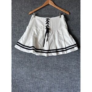 Sweet Society Women White Lace Mini Lace Up Collegiate Preppy Schoolgirl Y2K S